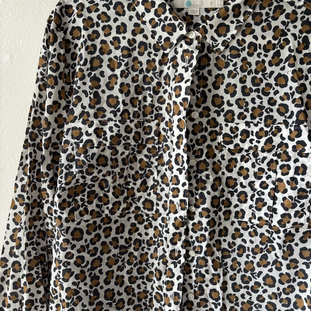 Boden Brown and Black Casual Leopard Print Button Down Shirt - Picture 2 of 6